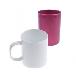 Mug polymère blanc brillant Ø 8,2 cm H 9,5 cm (vendu à l'unité)