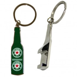 Porte-clé décapsuleur forme bouteille en métal avec plaque sublimable (vendu à l'unité)