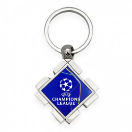 Porte-clé en métal argent brillant avec plaque aluminium carrée (vendu à l'unité)