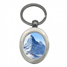 Porte-clé en métal argent brillant avec plaque aluminium ovale simple (vendu à l'unité)