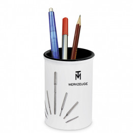 Pot à crayon en céramique blanche H 12,5 cm intérieur noir (vendu à l'unité)