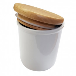 Pot en céramique avec couvercle hermétique en bois