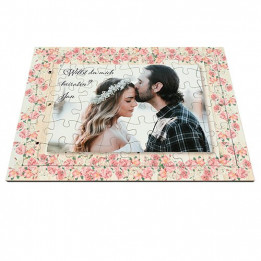 Puzzle blanc brillant en bois avec cadre 20 x 28,5 cm épaisseur 6 mm - 48 pièces (vendu à l'unité)