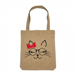 Sac shopping en tissu imitation chanvre beige - 33,5 x 38 cm (vendu à l'unité)