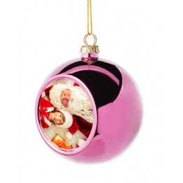 Boule de Noël Ø 6 cm coloris rose à suspendre avec plaque sublimable (vendu à l'unité)