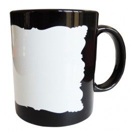 Mug noir Ø 8 cm avec surface blanche fantaisie Ø 8 cm - H 9,5 cm (vendu à l'unité)