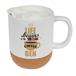 Tasse en céramique blanche Ø 8,2 cm avec socle en liège (vendu à l'unité)