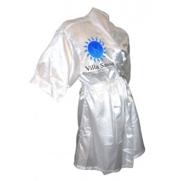 Kimono 100% satin blanc avec 2 grands rabats (vendu à l'unité)
