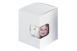 Boite mug blanche ou argentée avec fenêtre (petite) 9,5 x 9 x 11 cm - (grande) 11,5 x 10 x 11 cm