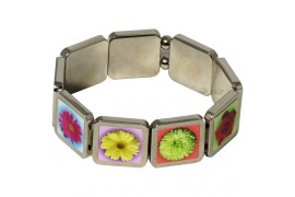 Bracelet métal brillant 9 carrés pour poignet personnalisable en sublimation