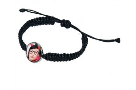 Bracelet en corde noire avec plaque aluminium Ø 18 mm