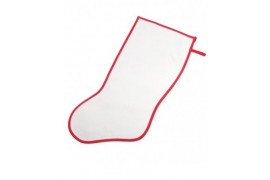 Botte de Noël blanche bordure rouge pour décoration 21 x 52 cm (vendu à l'unité)