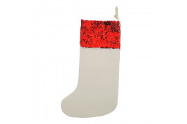 Chaussette de Noël en tissu imitation chanvre avec sequins sublimables rouge (vendu à l'unité)