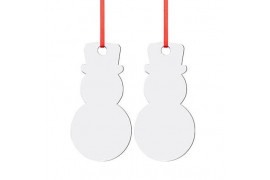 Décoration de Noël à suspendre en MDF recto/verso forme Bonhomme de neige 6,8 x 12 cm (vendu à l'unité)