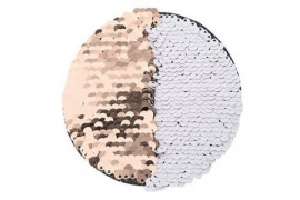 Ecusson thermocollant champagne à sequins réversibles blancs forme rond Ø 10 cm (vendu à l'unité)