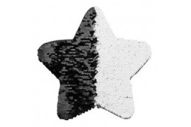 Ecusson thermocollant noir à sequins réversibles blancs forme étoile 18 x 18 cm (vendu à l'unité)