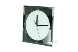 Horloge de bureau carré en verre miroir avec chiffres 20 x 20 cm épaisseur 4 mm (vendu à l'unité)