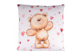 Housse de coussin imprimée I Love Teddy 40 x 40 cm pour sublimation (vendu à l'unité)