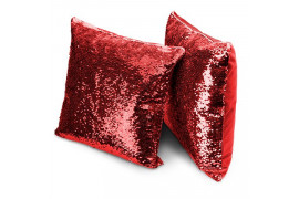 Housse de coussin rouge avec dos couleur 40 x 40 cm à sequins réversibles blancs pour sublimation (vendu à l'unité)