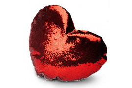 Housse de coussin coeur rouge avec dos couleur 40 x 35 cm à sequins réversibles blancs pour sublimation (vendu à l'unité)