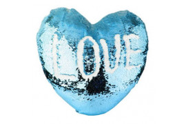 Housse de coussin coeur bleu ciel 39 x 44 cm à sequins réversibles blancs pour sublimation (vendu à l'unité)