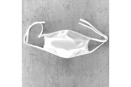 Masque respiratoire blanc 100% microfibres avec lanières sublimables 22 x 17 cm (vendu à l'unité)