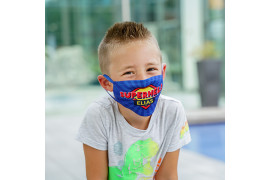 Masque respiratoire blanc 100% polyester extérieur 80% coton intérieur taille enfant jusqu'à 4 ans 13,5 x 7,5 cm (vendu à l'unité)