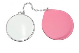 Miroir de poche rond rose personnalisable en sublimation 7 x 8 cm (vendu à l'unité)