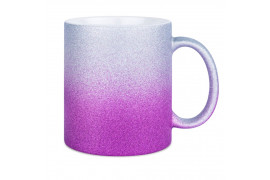 Mug en céramique Glitter (pailletés) avec dégradé de couleurs violet/argent