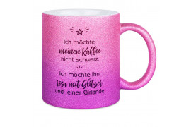 Mug en céramique Glitter (pailletés) avec dégradé de couleurs rose/violet