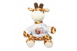 Peluche girafe H 22 cm jaune et marron