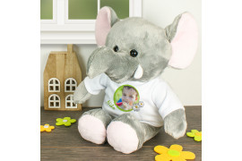 Peluche éléphant Jumbo H 21 cm avec mini tee-shirt (vendu à l'unité)