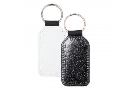 Porte-clé en cuir synthétique rectangulaire avec paillettes noires 4,5 x 7,5 cm (vendu à l'unité)