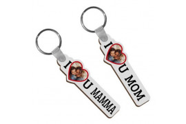 Porte-clé en MDF dos marron I Love U 3,3 x 10,4 cm (vendu à l'unité)