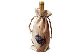 Sac pour bouteille en tissu imitation chanvre beige - 17 x 34 cm (vendu à l'unité)