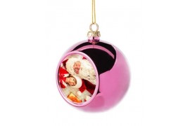 Boule de Noël Ø 6 cm coloris rose à suspendre avec plaque sublimable (vendu à l'unité)