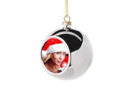 Boule de Noël Ø 6 cm coloris argent à suspendre avec plaque sublimable
