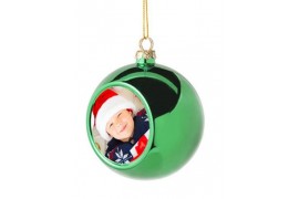 Boule de Noël Ø 8 cm coloris verte à suspendre avec plaque sublimable (vendu à l'unité)