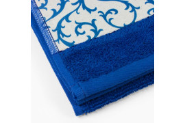 Serviette en coton bleu royal avec rebord blanc en polyester - 3 dimensions (vendu à l'unité)