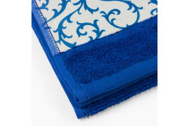 Serviette en coton bleu royal avec rebord blanc en polyester - 3 dimensions (vendu à l'unité)