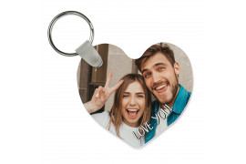 Porte-clé coeur en plastique Unisub UNI-5520 - 57,2 x 63,5 x 2,5 mm